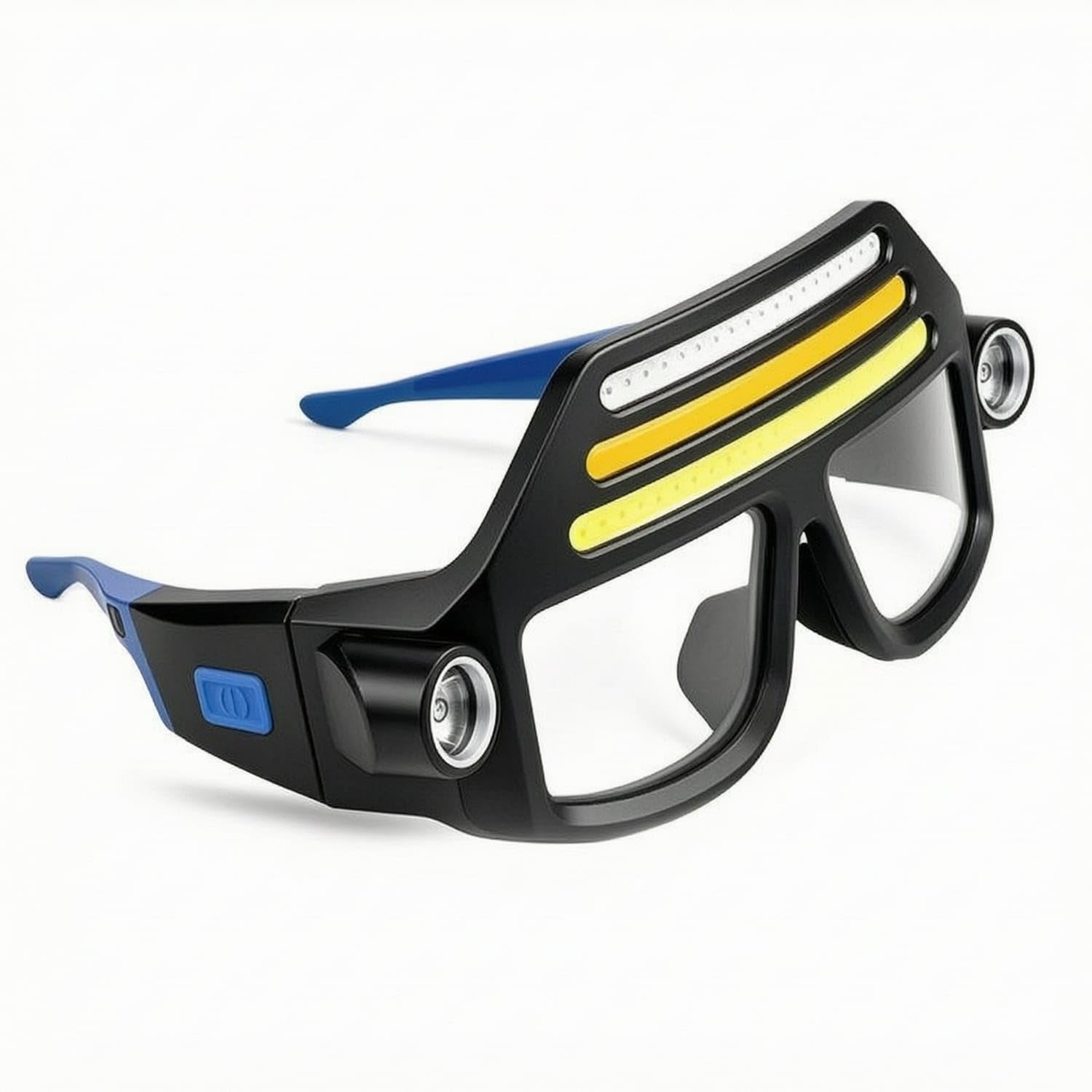 Hands-Hands-Free Glasses-Style Headlamp Lightweight Headlamp with Side Lights Water-Resistant Rechargeable Glasses Light USB-C for Inspectors, Night Workers, Hikers, Inspection, Hiking, Blue, Standard-image-3