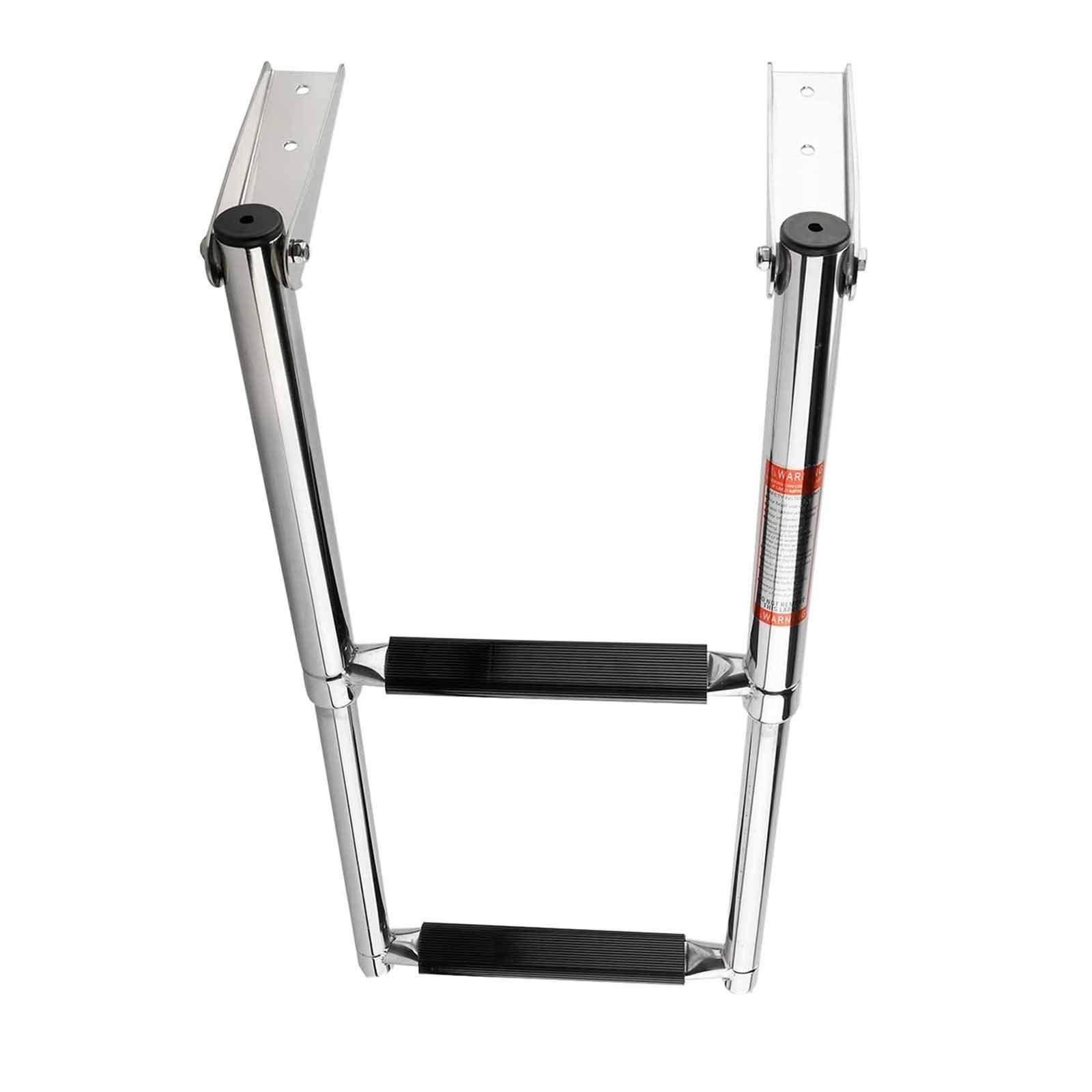 Scaletta pieghevole con piattaforma antiscivolo, in acciaio inox, scale telescopiche per pontile, pontone, yacht marino e barca da pesca
