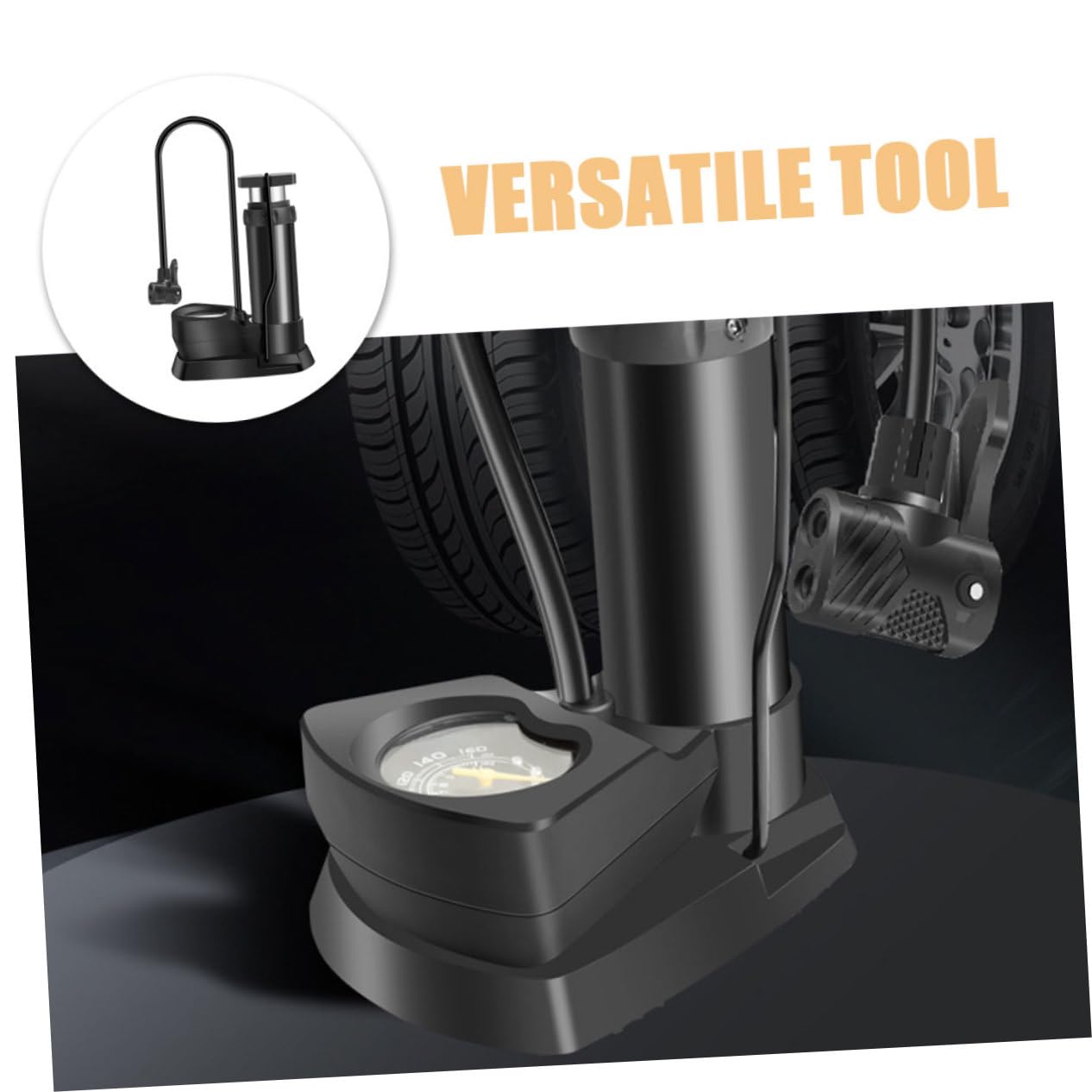 OUNONA Multi-Functional Floor Air Pump with Gauge Portable Foot Pump for Tires High-Pressure Inflation for Quick and Effortless Use Compact Design for Easy Carrying