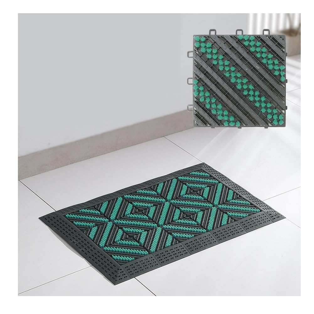 Alfombrilla de cojín entrelazada resistente al agua para uso al aire libre, rascador modular de silicona, antideslizante, ideal para aeropuerto, gris, 75 x 120 cm