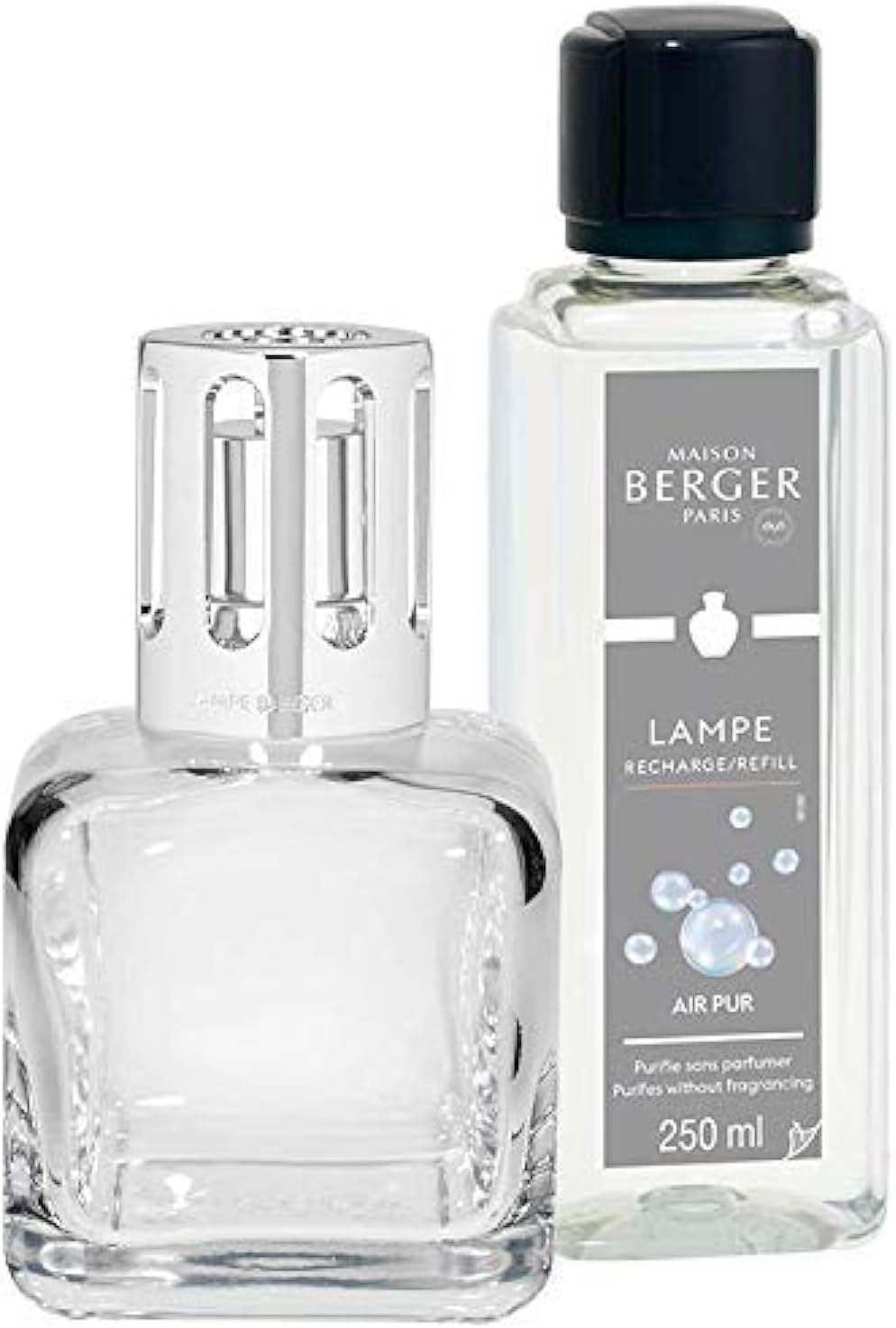 MAISON BERGERLampe Giftset Ice Cube - Home Fragrance Diffuser - Perfuming - 5.5 x 5.2 x 8.5 inches - Made in France - Includes Fragrance Essential Neutral 8.45 Fluid Onces - 250 milliliters (Clear)