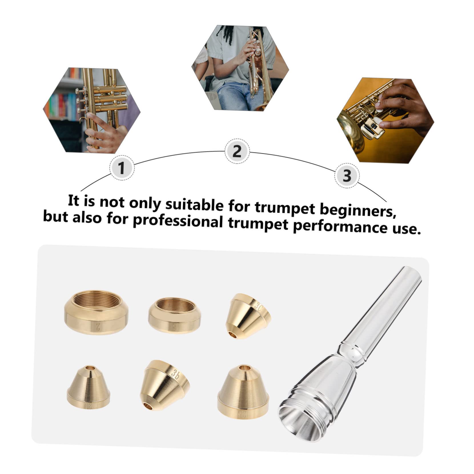 TOYANDONA 7stücke Teiliges Trompeten Mundstück Set Professionelle Mundstücke Für Anfänger Und Fortgeschrittene Für Übungen Und Auftritte Nummernkopf Und Mundstücke Verschiedenen