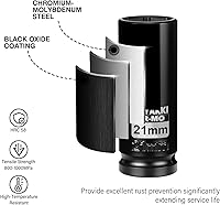 Vista 5 de Juego de llaves de vaso de impacto profundo de 1/2" x 21 mm de 6 PT, CR-MO, Juego de llaves de tuerca de eje de 1/2 pulgada de 6 puntos para fácil