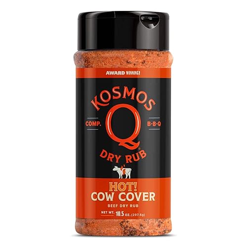 Kosmos Q Cow Cover Hot BBQ Rub Mezcla sabrosa y picante Ideal en pechuga, filete, costillas y hamburguesas Mejor condimento para carne y especias