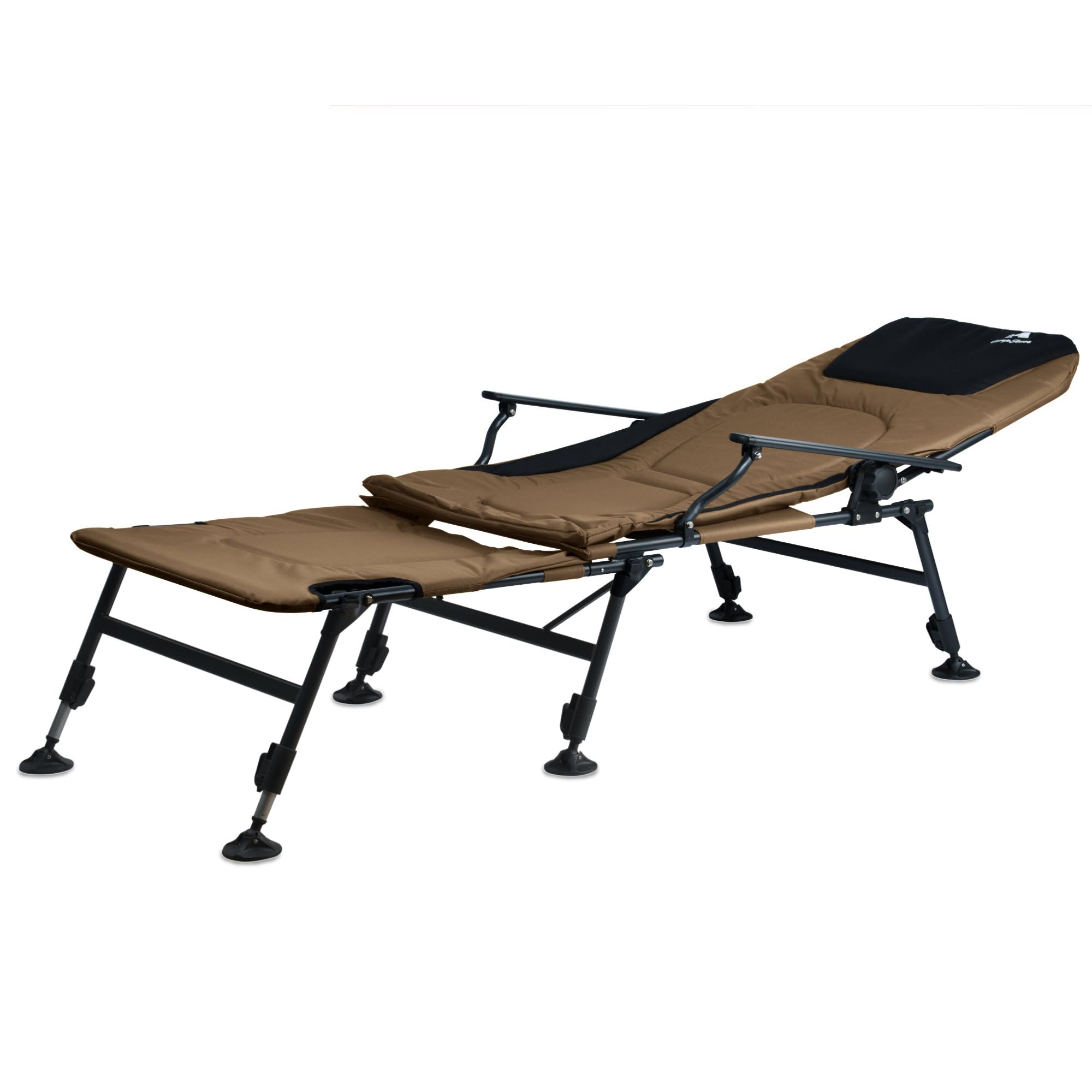 CampFeuer 2in1 Angelstuhl Olivgrün/Schwarz | Höhenverstellbarer Campingstuhl und Angelliege | Faltbarer Karpfenstuhl | Outdoor Travelchair für Camping, Zelten, Angeln | Fischerstuhl klappbar