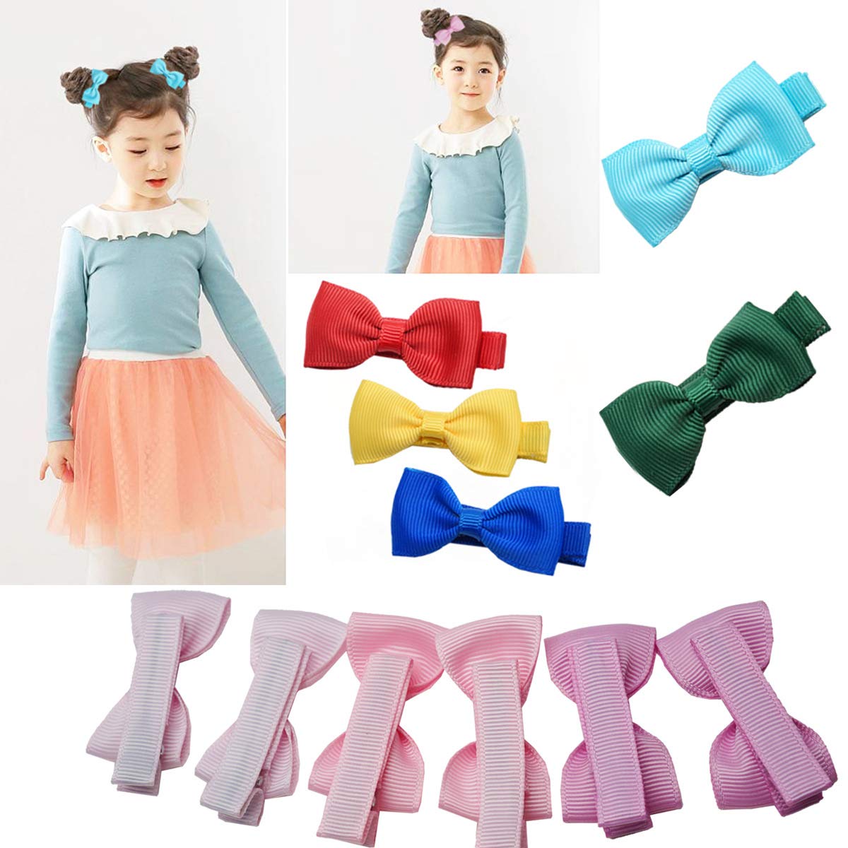 40 fiocchi per capelli da 5 cm con clip a coccodrillo e nastro in grosgrain, accessori per capelli per bambini, neonati e ragazzine