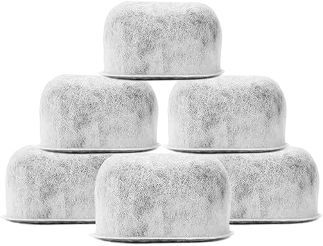 6-Pack Replacement Charcoal Water Filters Compatible with Breville BWF100 and Keurig Brewers - Premium Activated Charcoal Filters For All Breville Coffee Makers and Keurig 2.0 & 1.0 Machines