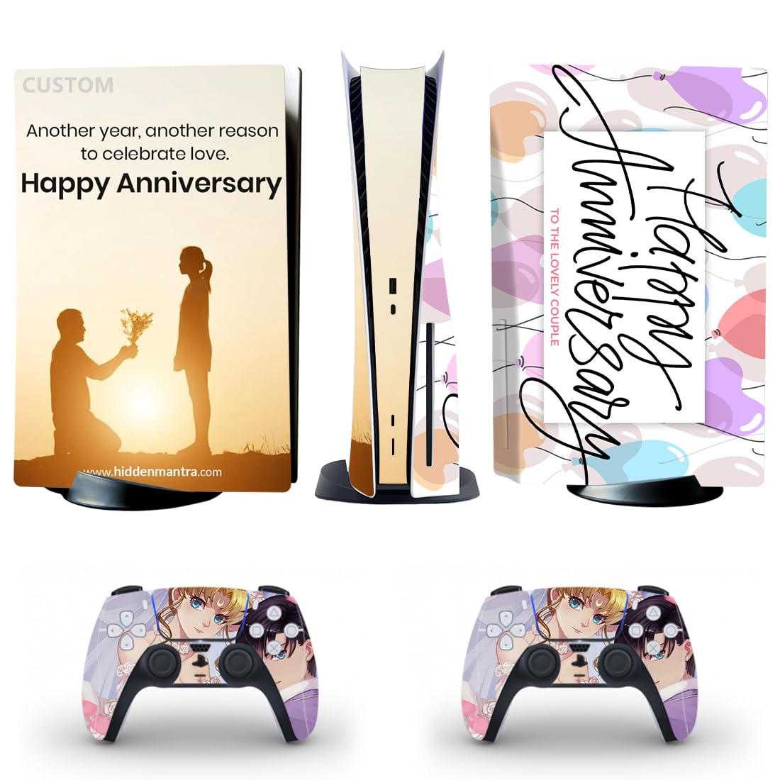 Fundas de vinilo personalizadas para controlador y consola de PS5 versión de disco con tus propias imágenes, calcomanía personalizada para PS5 estándar
