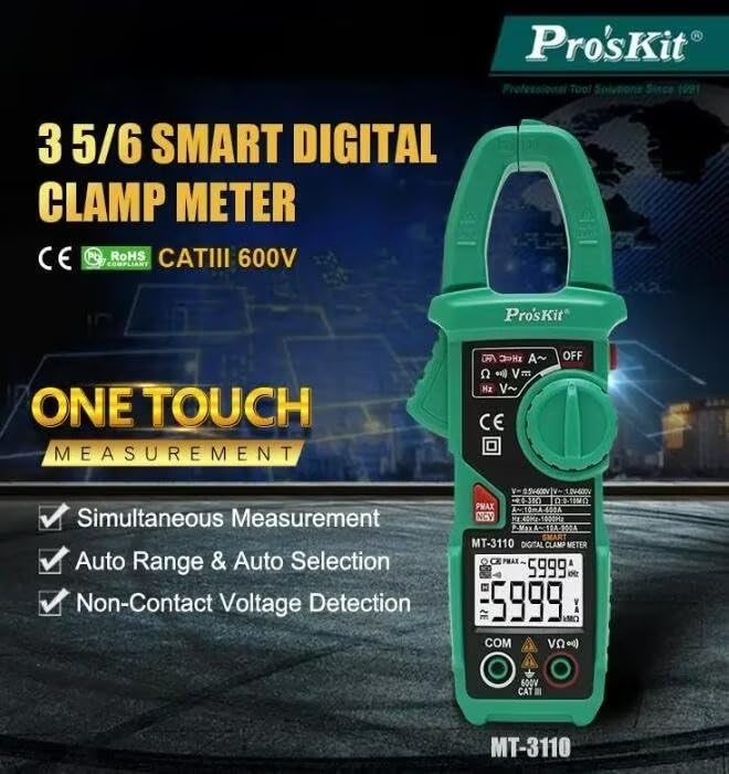 Miniatura 2 de Proskit MT-3110 Medidor de abrazadera digital de alta precisión Multímetro digital amperímetro AC y DC medidor universal