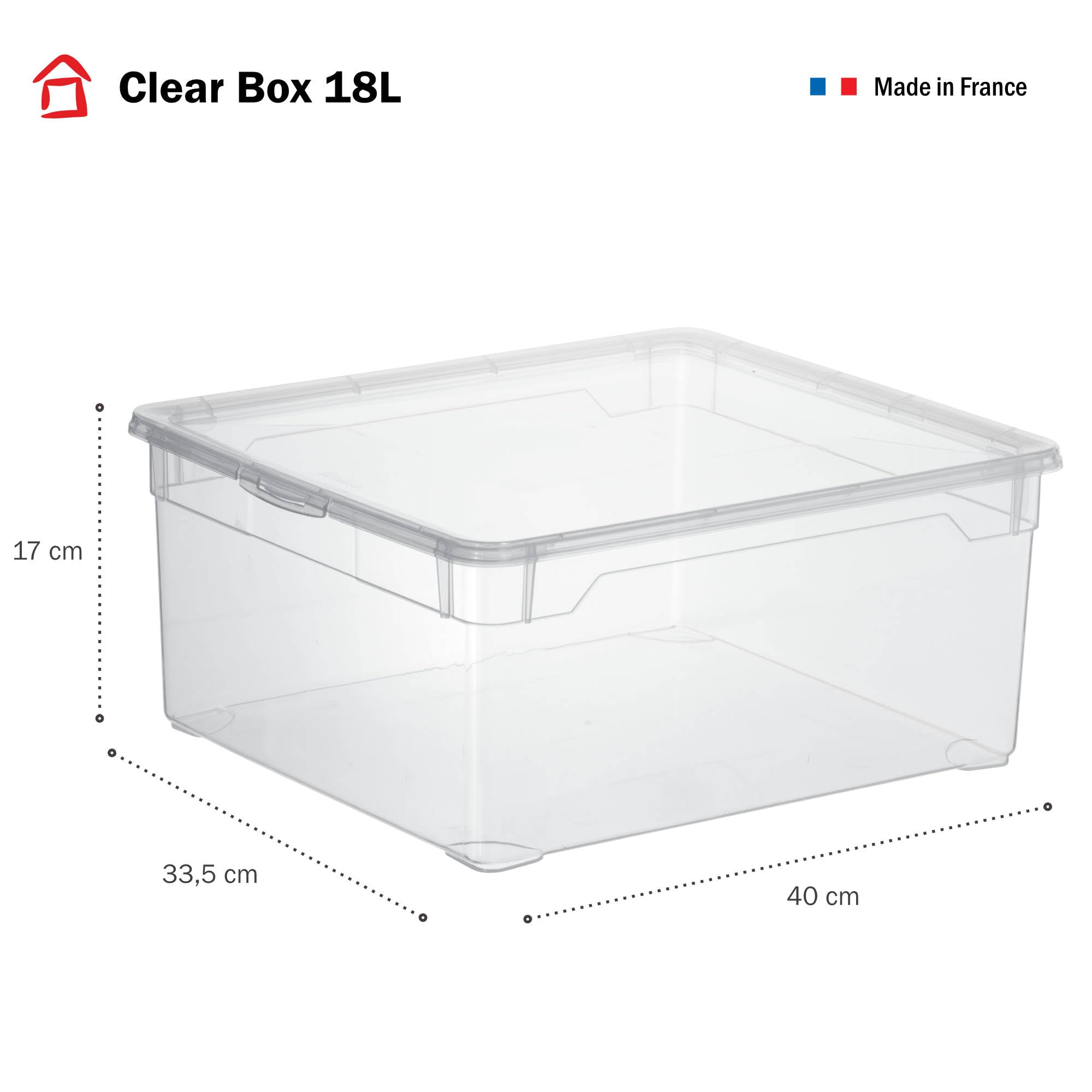 Sundis Clear Box, 10 cajas almacenaje con tapa, 18L, apilables | Plastico transparente, ideales para guardar armarios, la oficina, el lavadero o el cuarto de baño