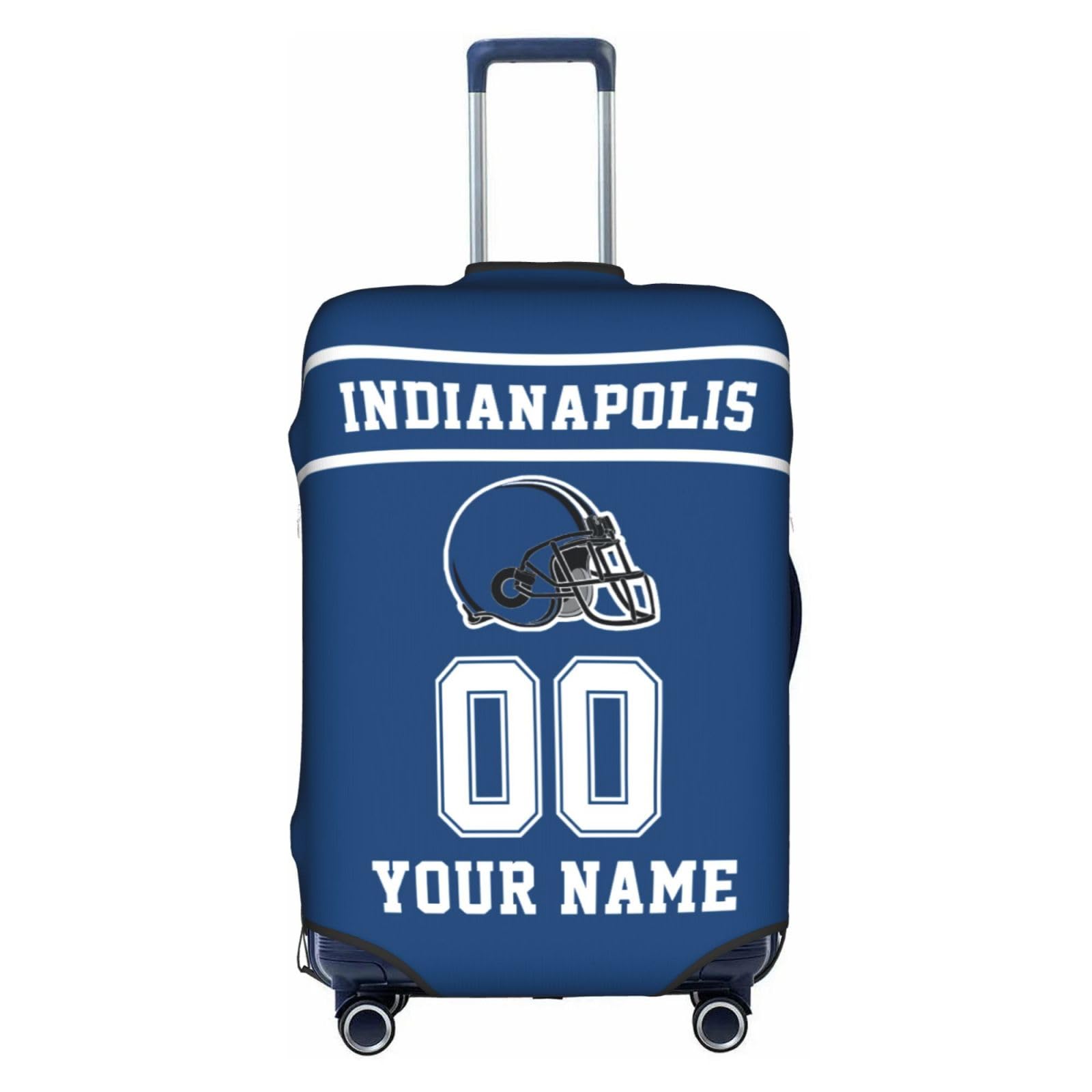 Custom Indianapolis Luggage Cover Personalized Football Style Suitcase Cover with Name Number Customized Washable Elastic Sports Travel Suitcase Protector for Business Vacation Gifts