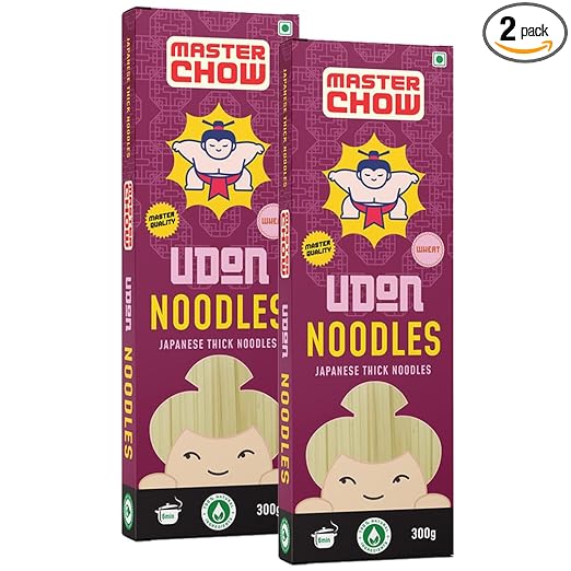MasterChow Healthy Wheat Udon Noodles - Pack of 2 | 100% Whole Wheat | No Maida, Not Fried | Serves 4-5 Meals | 600gms