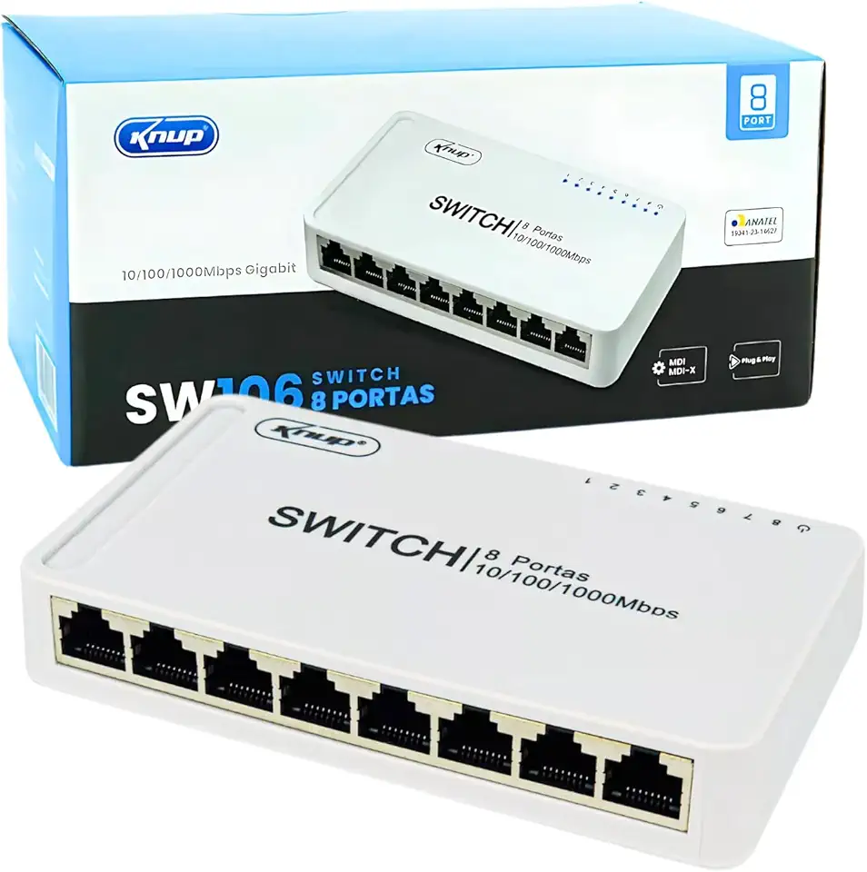 Switch 8 Portas Gigabit Rede 10/100/1000mbps Hub Bivolt Rj45