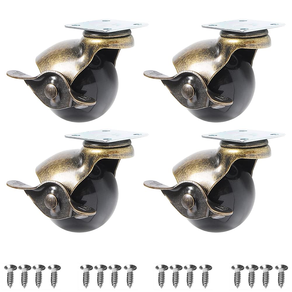 VOANZO 4 Pack 2 Inch Ball Caster Wheel 360 Degree Antique Brass Top Plate Casters for Furniture Cabinets Wheelchairs - Image 2