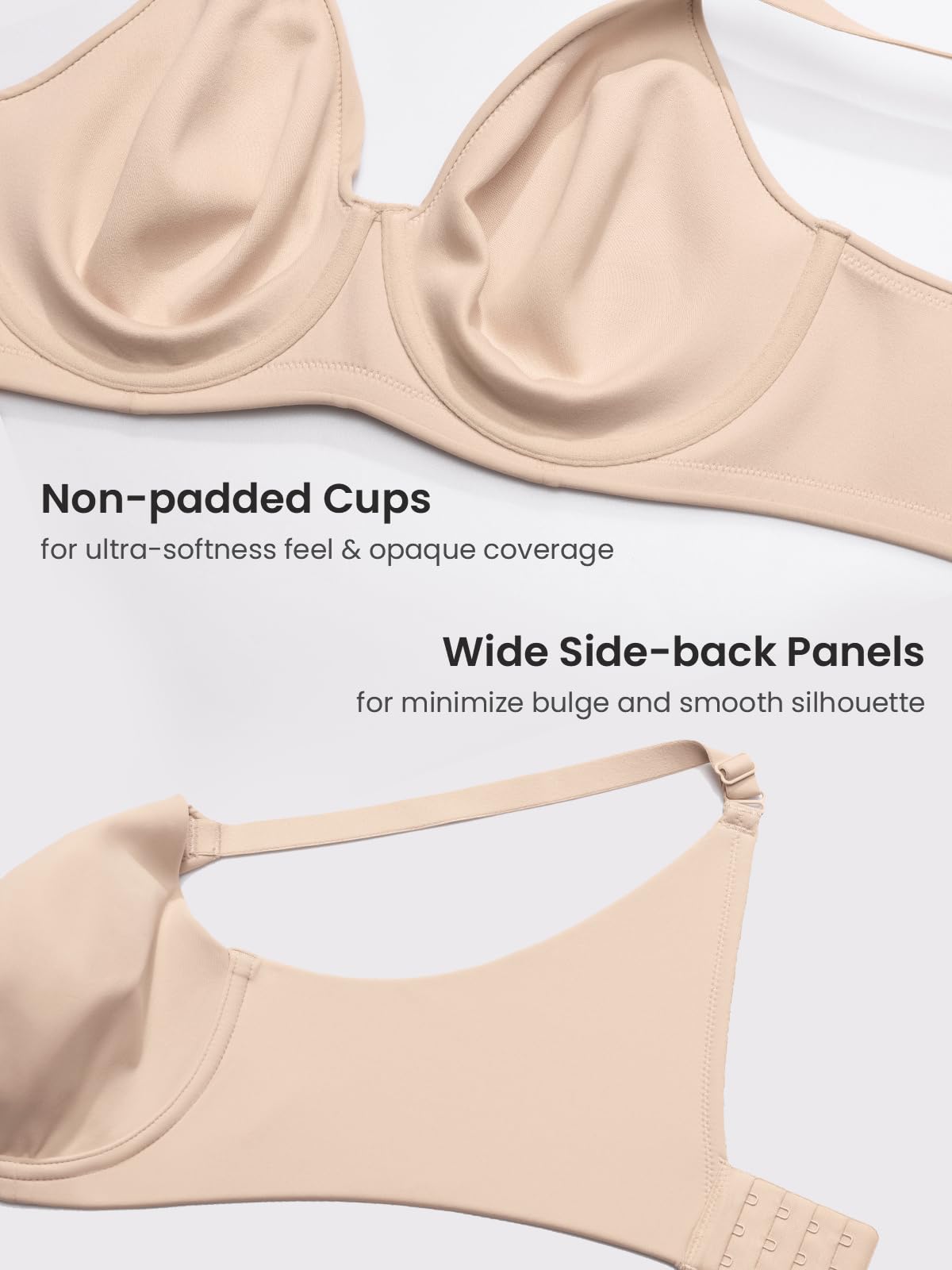 DELIMIRA Sujetador Invisible con Aros para Mujer | Inbarely Lift Colección, Tallas Grandes, sin Costuras, Copa Completa