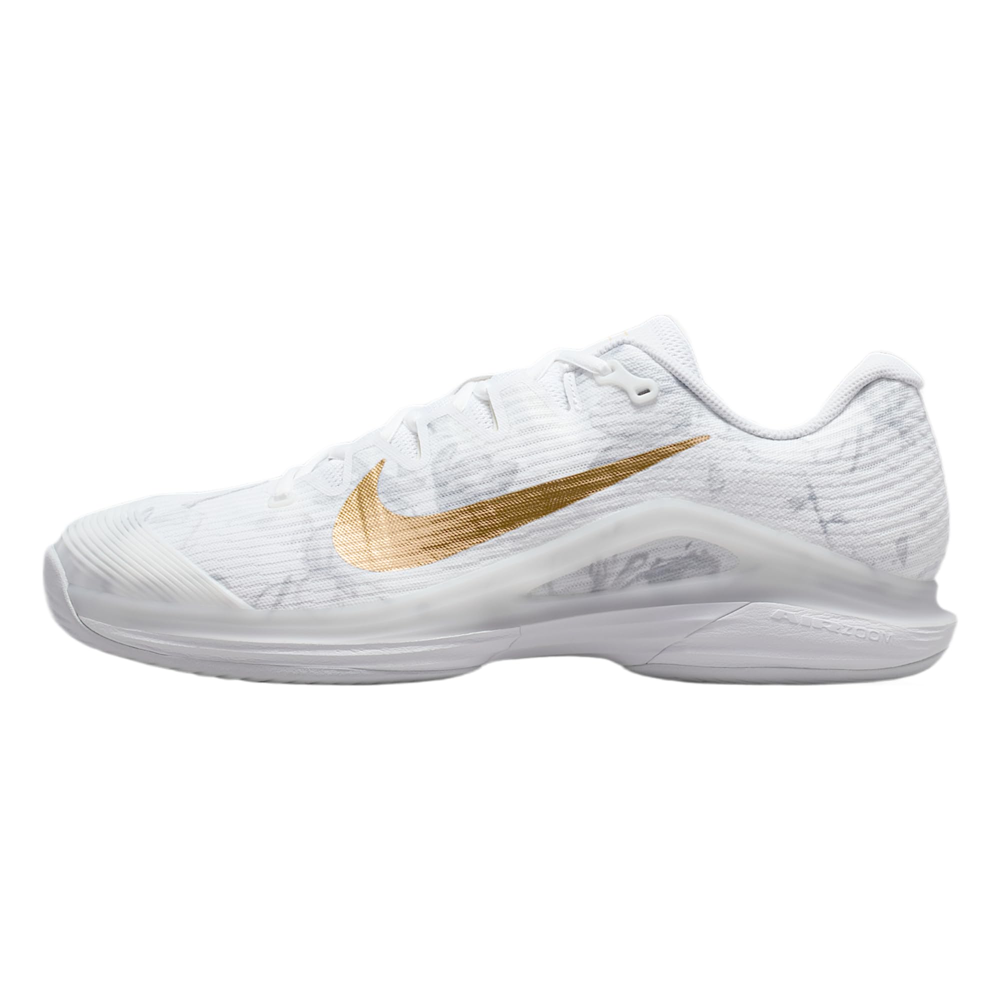 Nike Vapor 12 Magnolia Mens Hard Court Tennis Shoes White Pure Platinum Metallic Gold Size 10