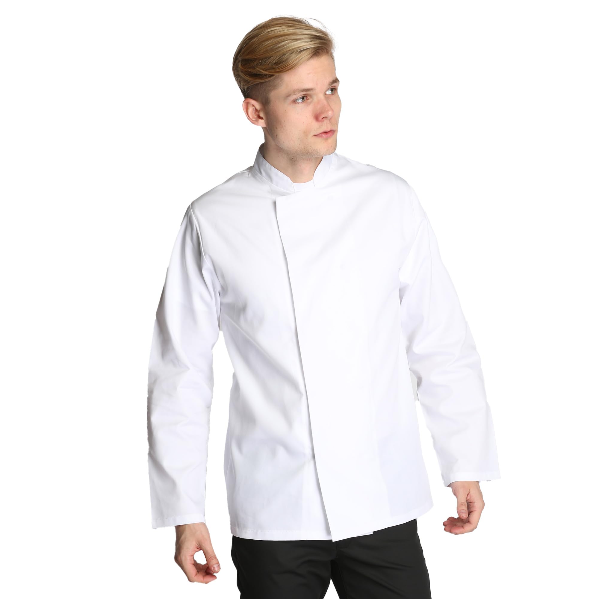 Tibard Long Sleeve Classic Chef Jacket (White, Large (Chest 42-44"))