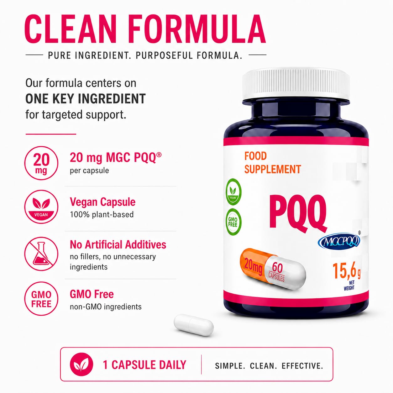 Hepatica PQQ 20 mg (MGCPQQ®) Pyrroloquinoline Quinone 60 Gélules Véganes