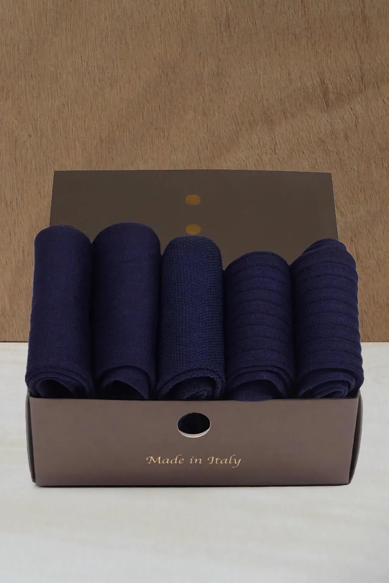GATTI A POIS 5 Paia Calze Corte Uomo in Filo di Scozia, Total black, Lavorazioni Miste, Elegante, Mezzagamba, Made in Italy