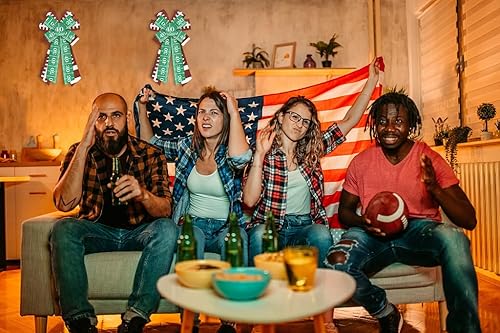 Miniatura 3 de Threetols 2 rollos de cintas de fútbol de 10 yardas con borde de alambre, cintas de arpillera de fútbol americano marrón verde de 2.5 pulgadas,