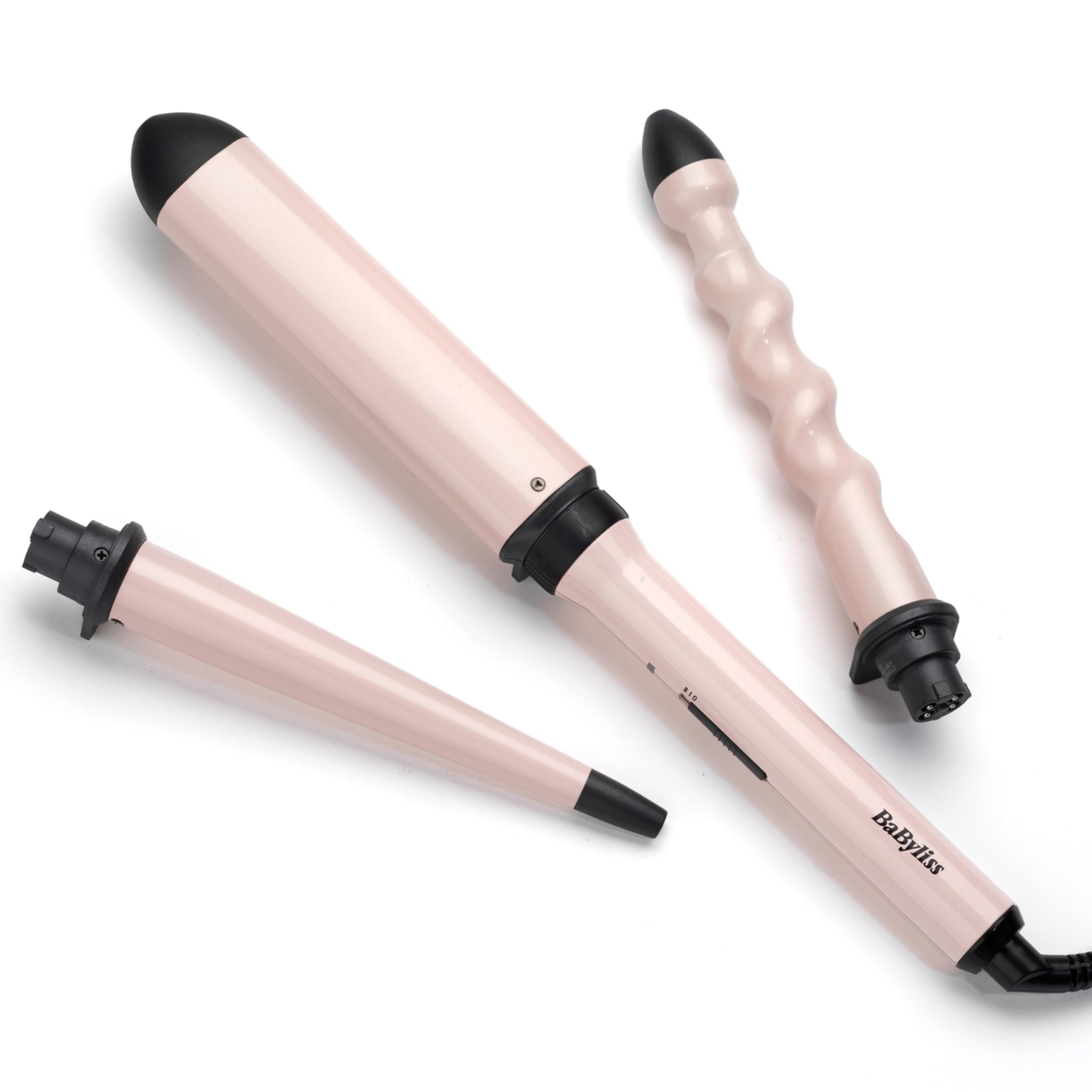 BaByliss Curl and Wave Trio Styler, Multi-Styler, Hair Waver, Beachy Waves, Loose Waves, 3 in 1 Curling Wand, Pink