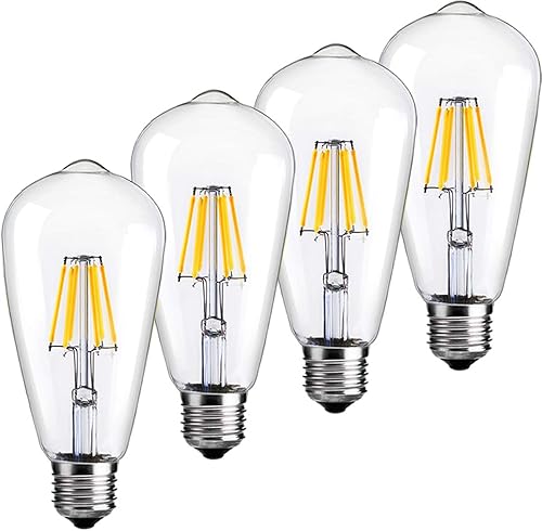 Miniatura 8 de LUXON Bombilla LED Edison regulable, bombillas vintage de 2700 K, blanco cálido equivalente a 60 W, bombilla Edison E26, paquete de 6 unidades 2700K
