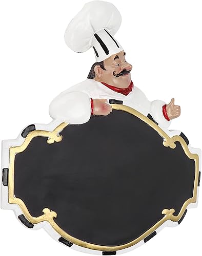 GLOGLOW Tablero de mensajes de chef figuras de tablero de mensajes de chef de resina decoración de cocina adornos decorativos de pared figuras de