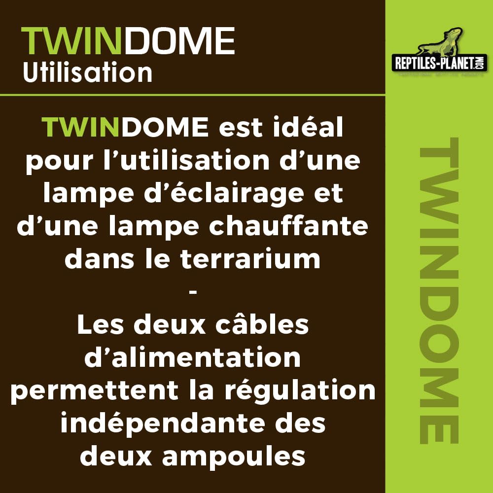 Reptiles Planet - Twindome 14 - Doppio Supporto per Lampadina da Appendere o appoggiare sul terrario - Ø 14 cm - H 16 cm