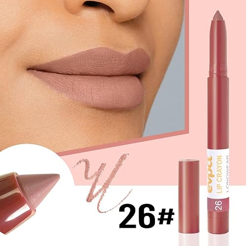 Miniatura 16 de evpct Juego de 3 lápices y lápices labiales mate de color rosa natural claro, lápiz y lápiz labial, juego de lápiz labial y delineador de labios a