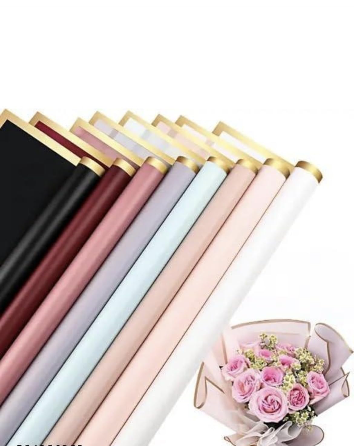 Bouquet Wrapping Sheets with Gold Border,pack of 5 assorted colors,Multicolour Floral Gift Wrap Paper for Flower Bouquets-image-10