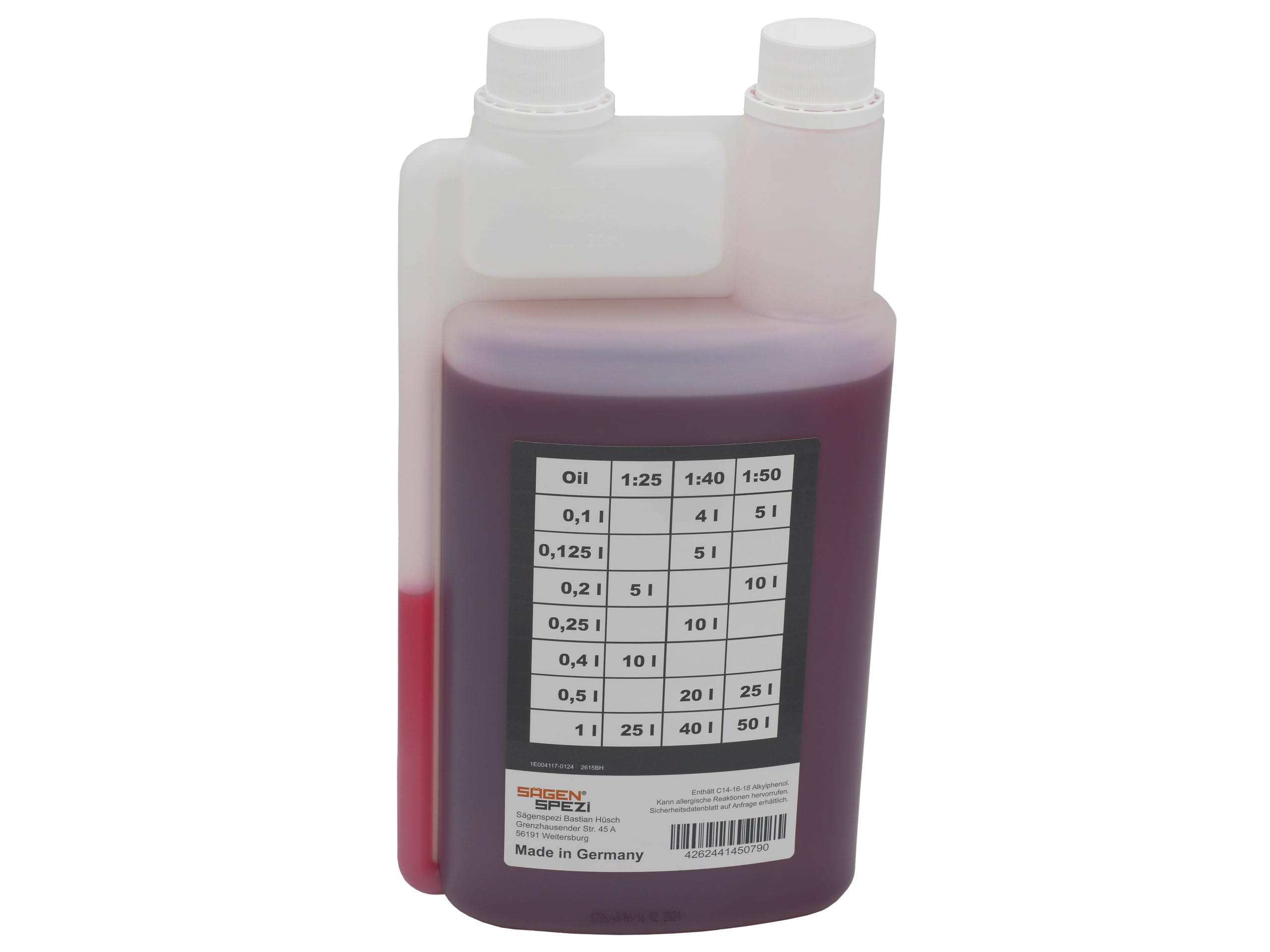 Sägenspezi Aceite de motor de 2 tiempos automezclante, aceite semisintético de dos tiempos para una combustión limpia y una mejor lubricación, estabilizador de combustible FF Fuel Fresh (botella