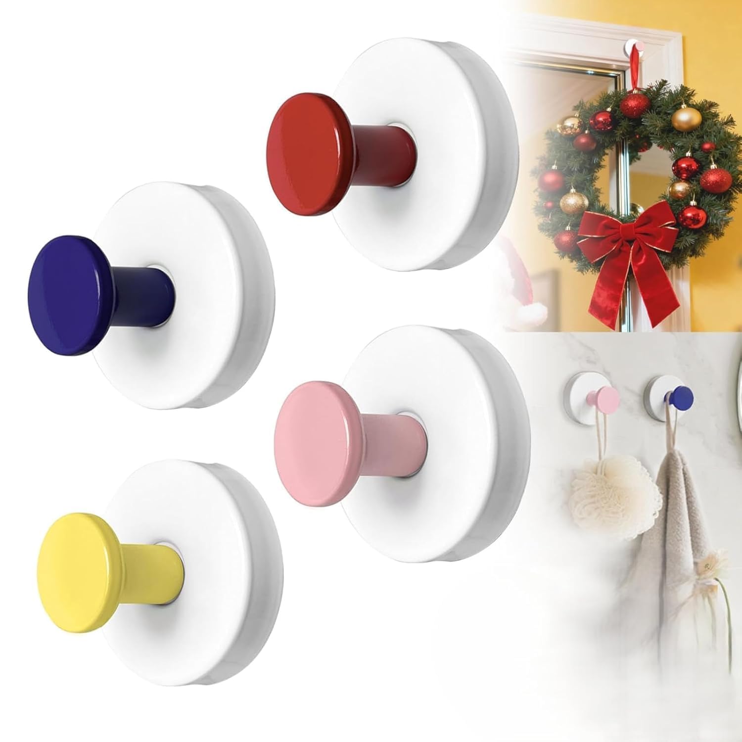 Heavy Duty Suction Cup Hooks for Bathroom & Kitchen | No Drilling Wall Hooks for Towels, Clothes & Decorations | Reusable Waterproof Hooks (Multicolor, Pack of 4)-image-41