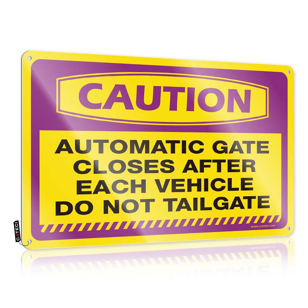Fzfn Men's Colour Decor House Stuff Ready To Hang - Caution Automatic Gate Closes After Each Vehicle, Do Not Tailgate Waterproof For Backyard Bar(30X40cm)