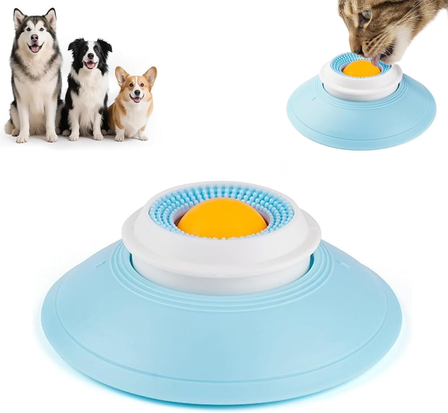 Dog Lick Sphere, Dog Liquid Lick Bowl, Lick Sphere for Dogs, Rotating Licksphere for Dogs, Prevents Food Splattering, Non-Slip Licking Bowl for Cat Dog Calming & Anxieties Relief