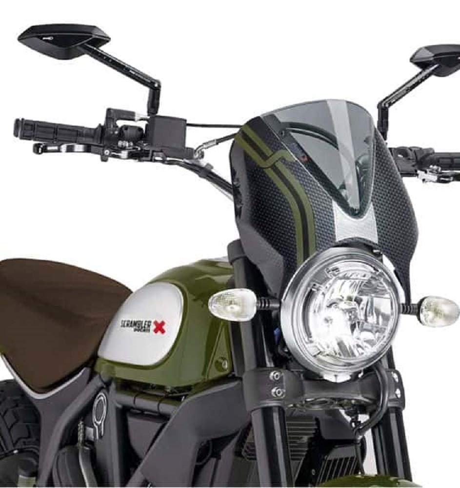 Puig Retrovision Black Semi Fairing And Clear Screen Ducati Scrambler Icon 15-22