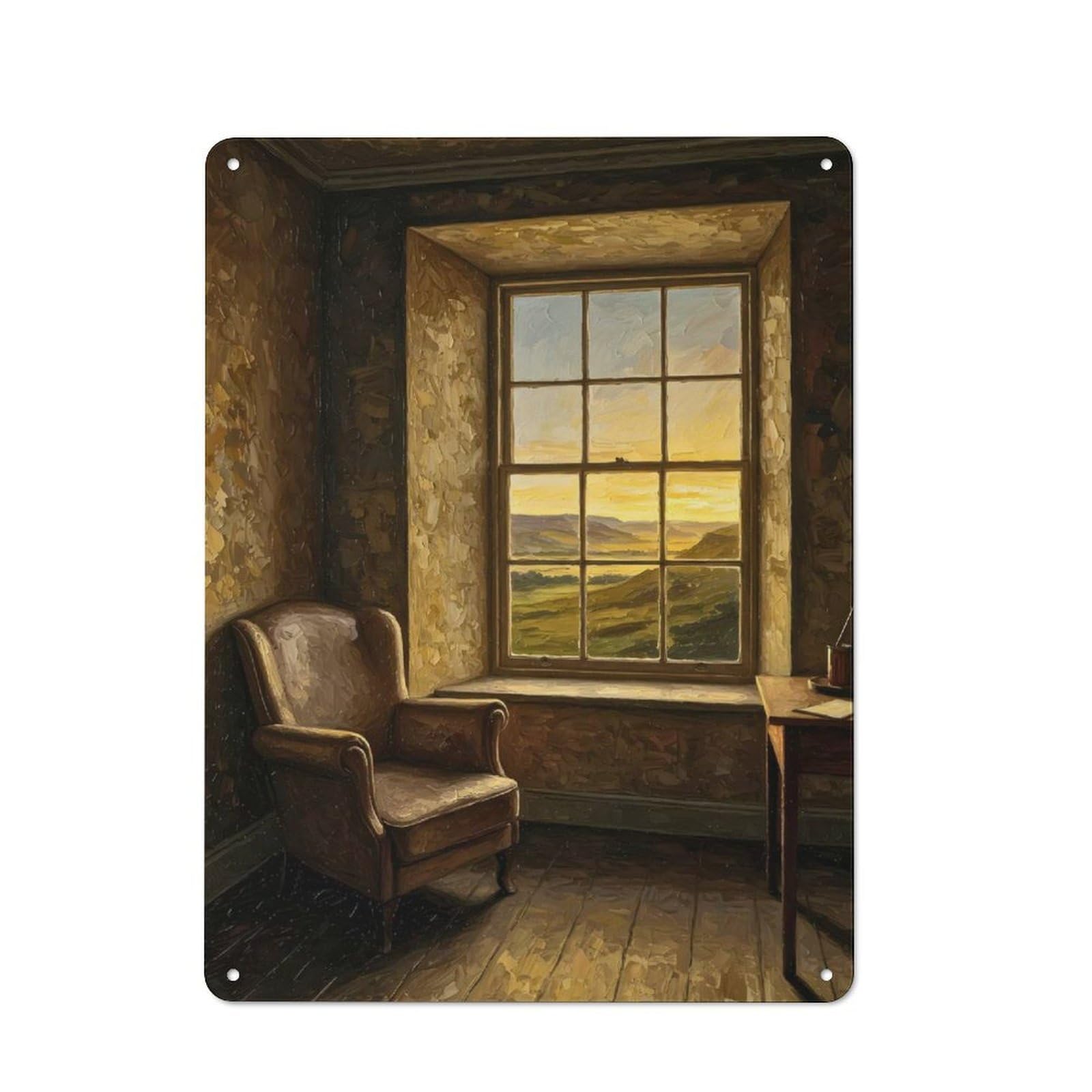 Junmoney Window View Sunset Vintage Metal Sign 40X30cm, Bistro Style Shop Wall Decor For Cafe, Bistro, Bakery Or Restaurant