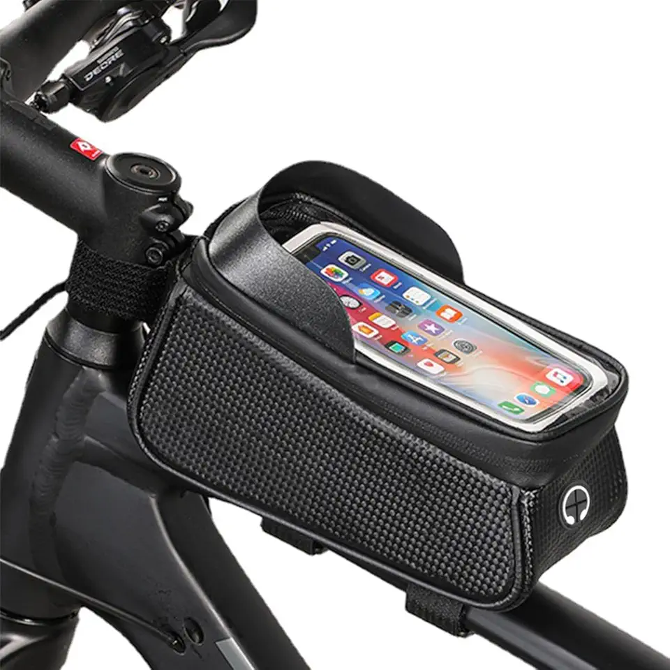 Bolsa de Quadro Frontal para Bicicleta, à Prova D’Água, Suporte de Celular com Tela Sensível, Design Prático e Resistente