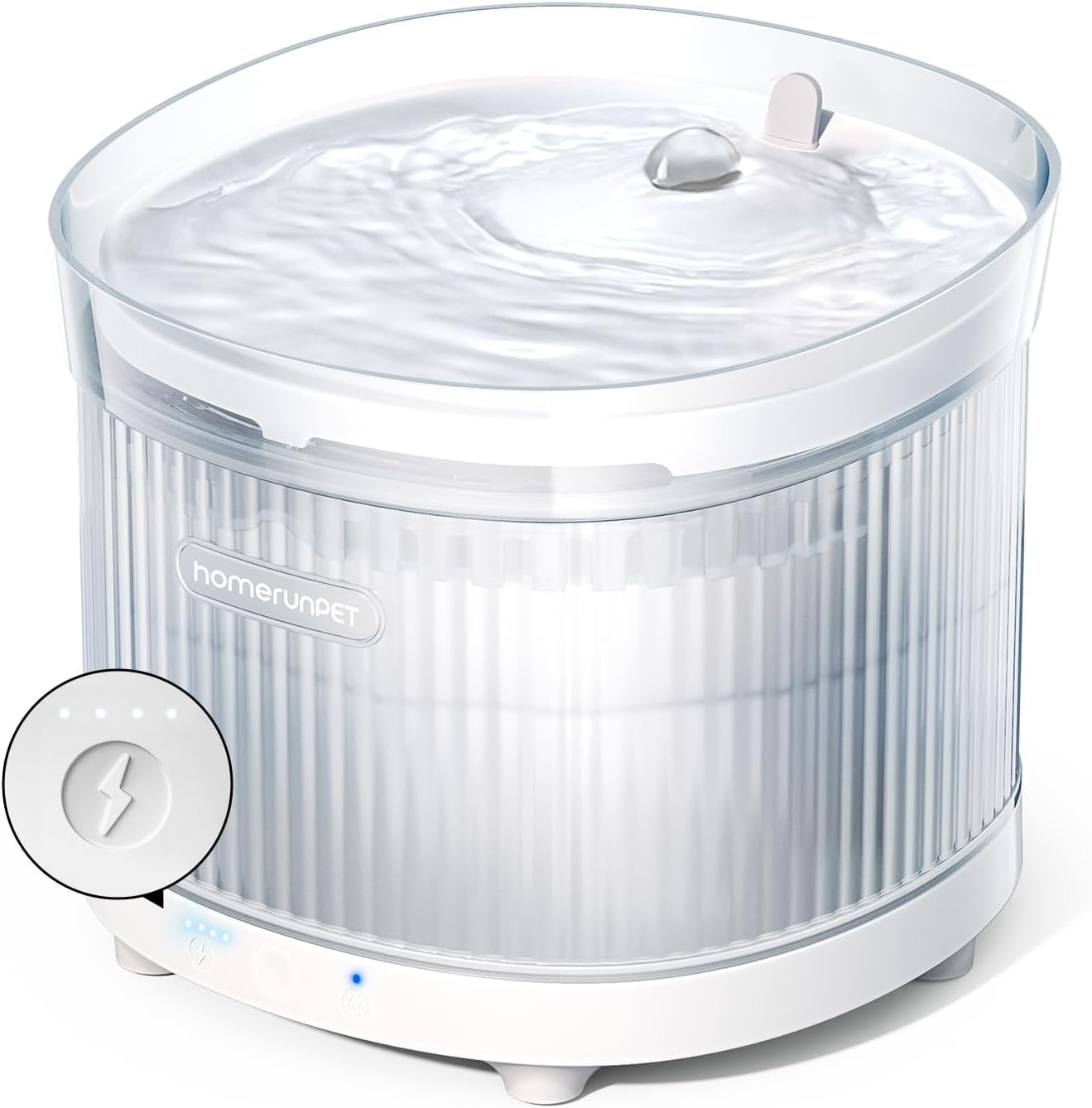 Homerunpet Wireless Cat Water Fountain for Drinking with Ultra Quiet Wireless Pump, 7800mAh Battery Operated Pet Fountain with Motion Sensor, Easy Cleaning, BPA Free for Cats and Dogs, 2L