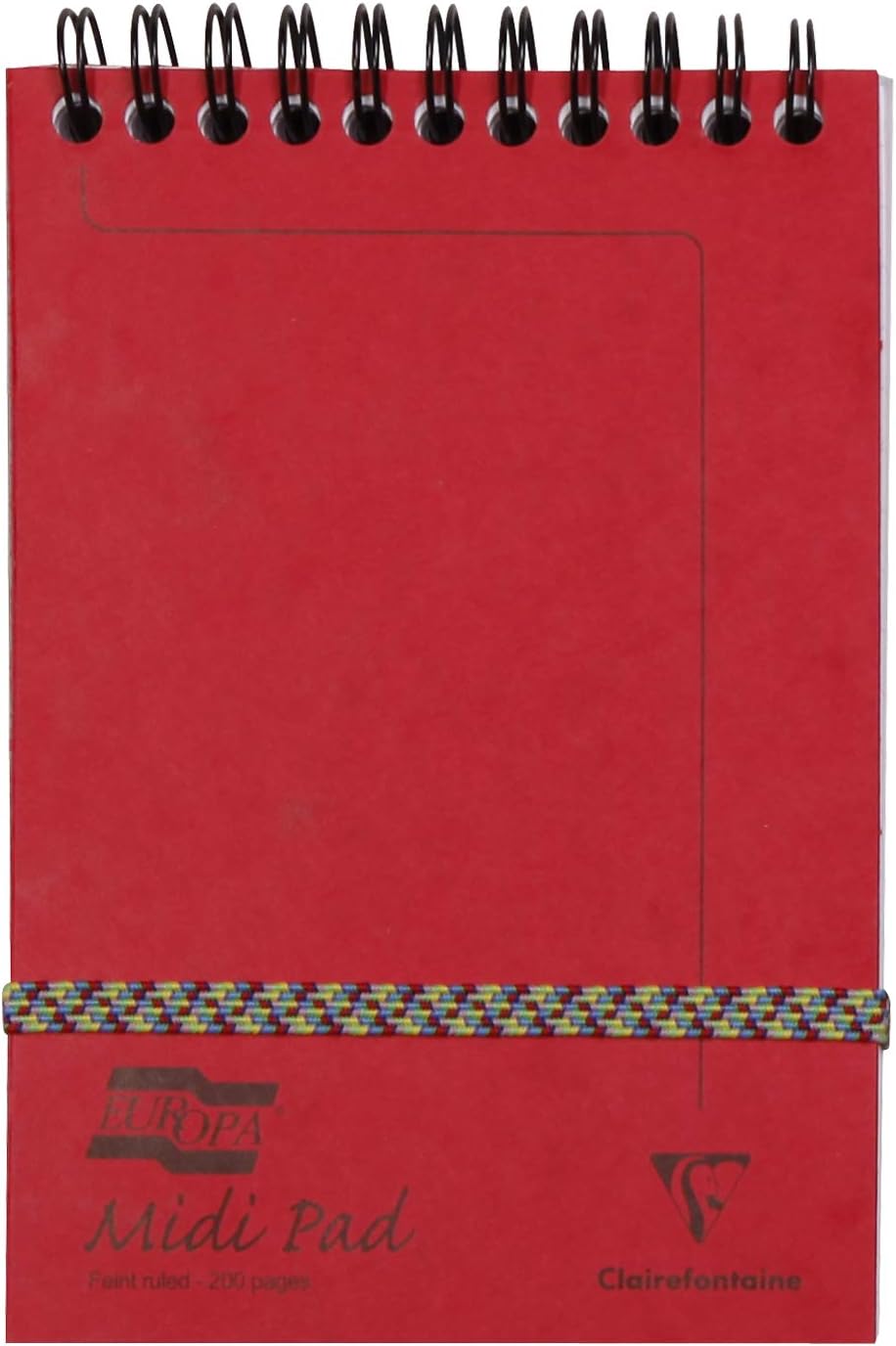 Clairefontaine - Ref 3106Z - Europa Midi Wirebound Pad (200 Pages) - 10.2 x 15.2cm in Size, 90gsm Brushed Vellum, Lined Rulings, Premium Pressboard Cover - Red