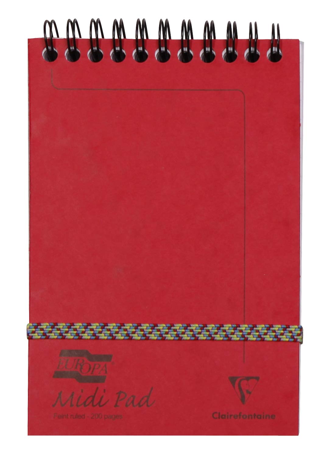 Clairefontaine - Ref 3106Z - Europa Midi Wirebound Pad (200 Pages) - 10.2 x 15.2cm in Size, 90gsm Brushed Vellum, Lined Rulings, Premium Pressboard Cover - Red