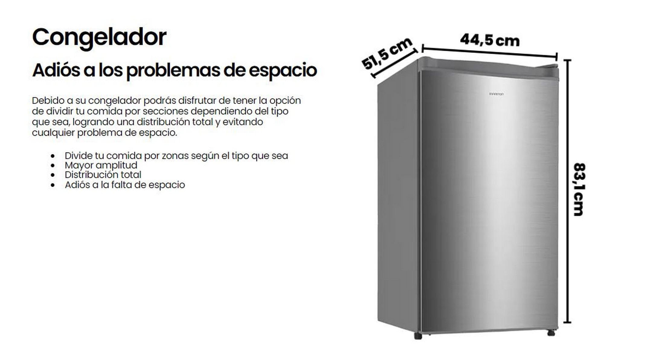 INFINITON Frigorifico Una puerta CL-92L8XEG, 88 litros, 83 cm de Altura, Tecnología Defrost, Iluminación LED interior, E, Equipamiento interior con perfiles cromados, Inox