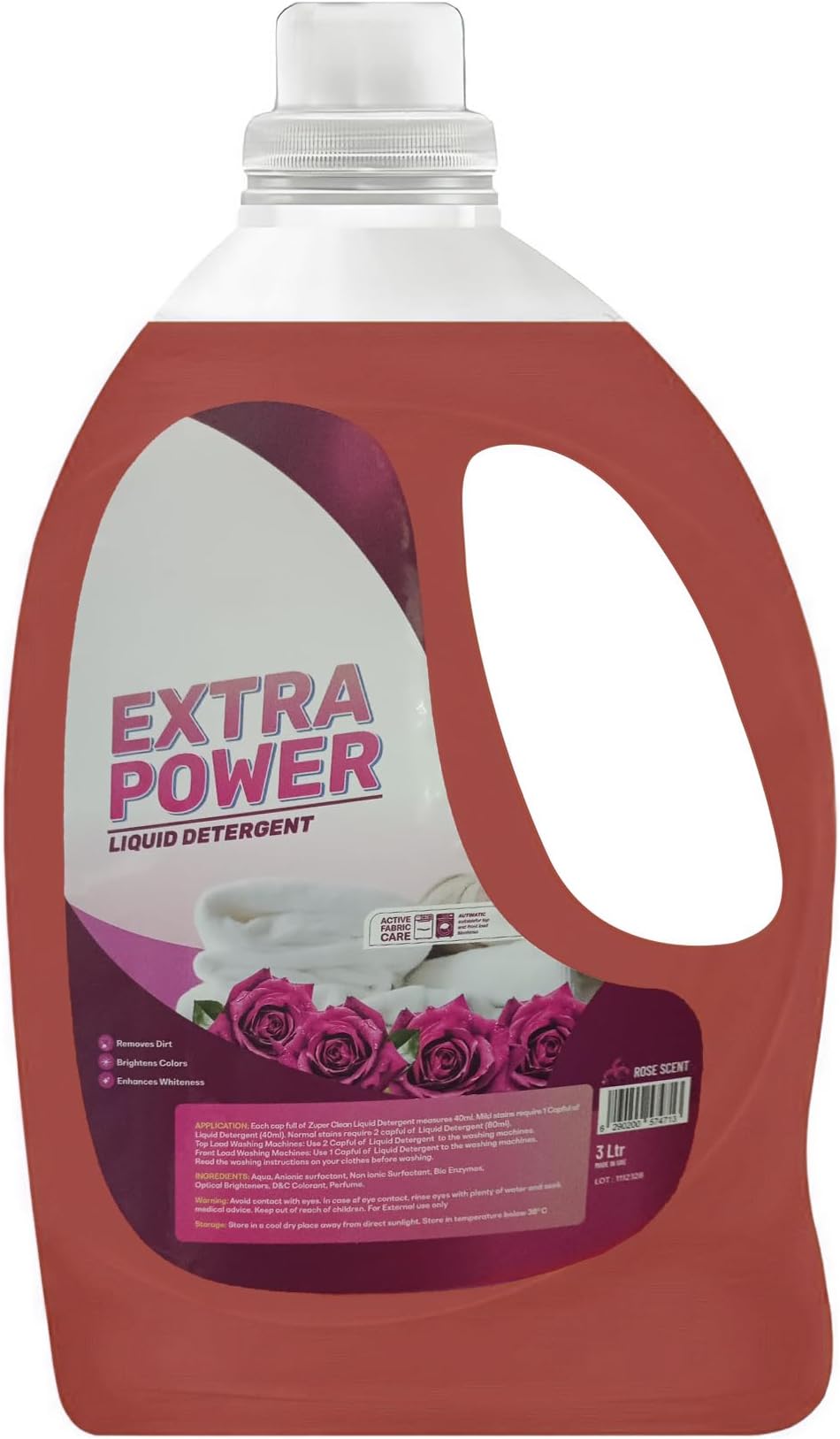 King Mariot Medical EquipmentsExtra Power Liquid Detergent | 3 Ltr | Removes Dirt, Brightens Colors, Enhances Whiteness | For Top Load and Front Load Washing Machines (Rose)