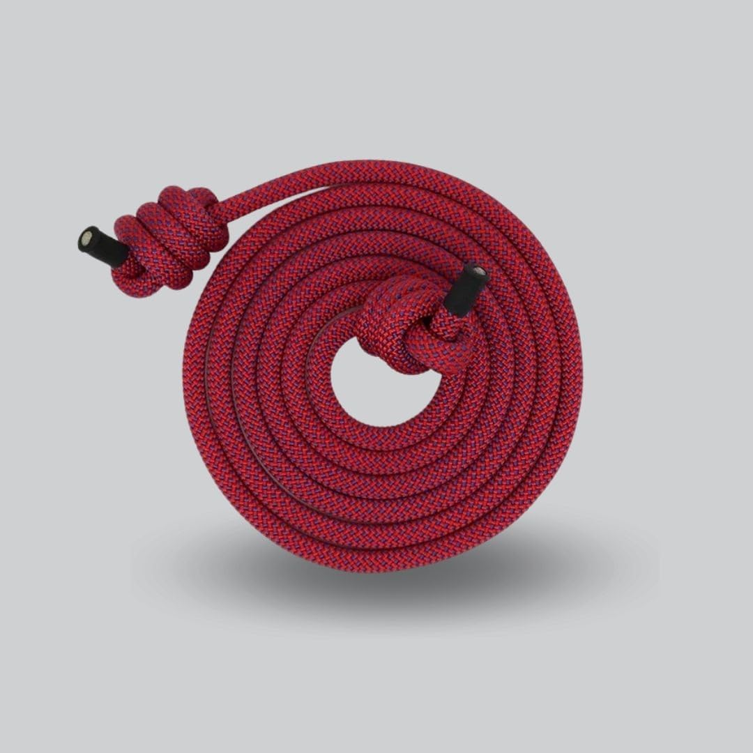 The Forte Fitness Flow Rope with 2.8M Length – 12MM Polyester Movement Rope with Knot Grip Design for Flow Training, Rhythm Practice, Mobility – Workout Jump Rope for Men & women (Red)