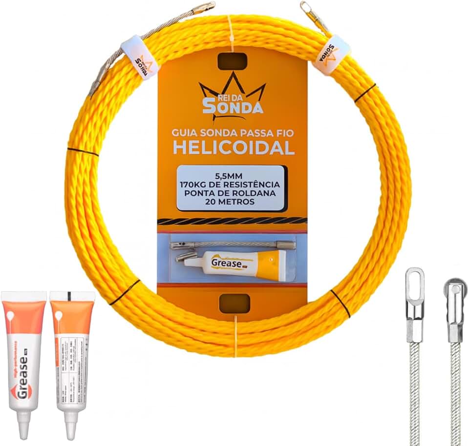 Sonda Passa Fio C/Roldana Hard Work Profissional 20m 5.5mm