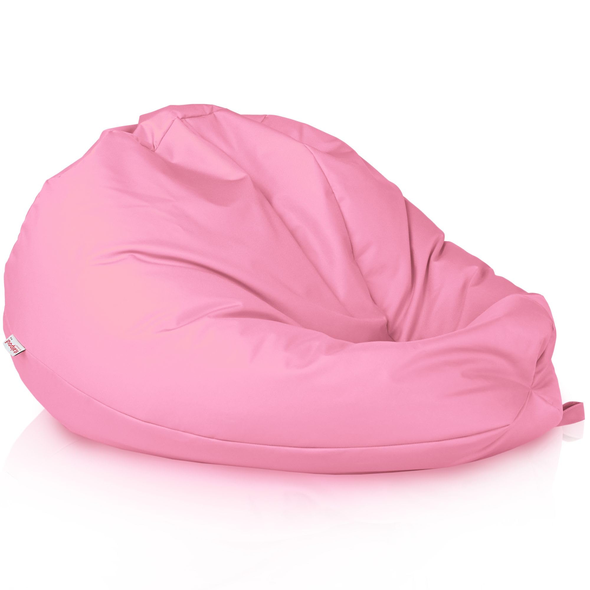 Puff Pera XL, Interior y Exterior, Adultos y Niños, Relleno Perlas Poliestireno, Funda Extraíble, Impermeable, Rosa Claro, 115x90 cm