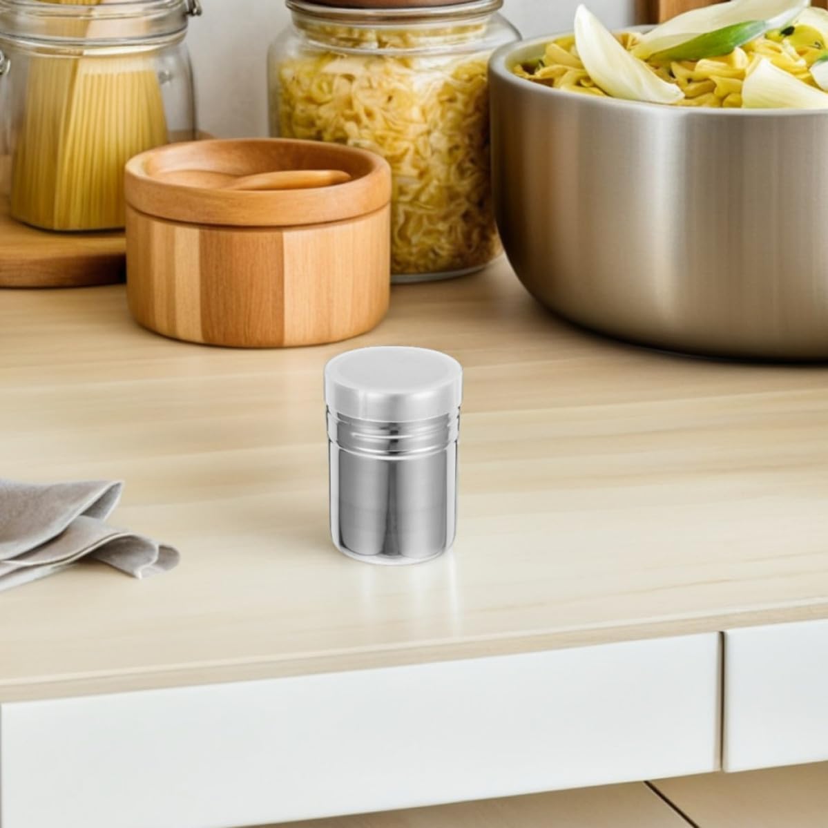 2 Pack Sugar Shaker Cans with Fine Mesh Lid, Stainless Steel