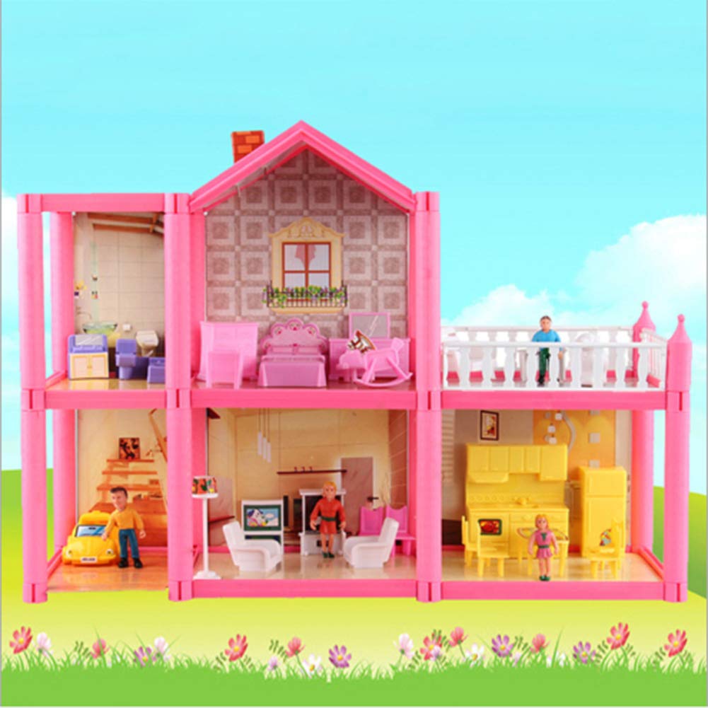 YASSUN House Castle House, Simulation Room, Girl Gift House Toy, Assembled Semi-Plastic Board (Roof, Wall, Floor Board) 20x2.55x14.7"
