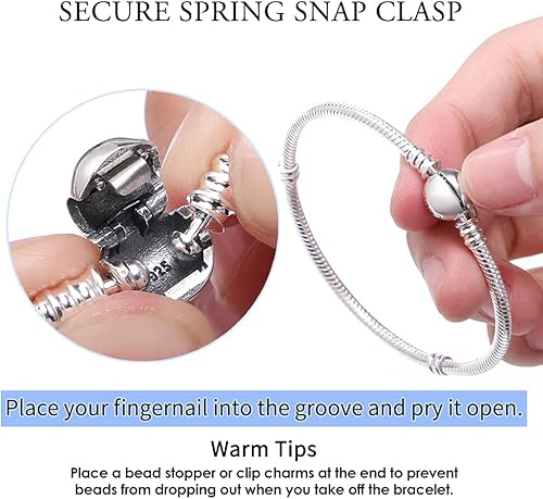 Miniatura 6 de KUNSIR Pulsera de cadena de serpiente de plata esterlina 925 para Pandora pulseras europeas encantos cuentas