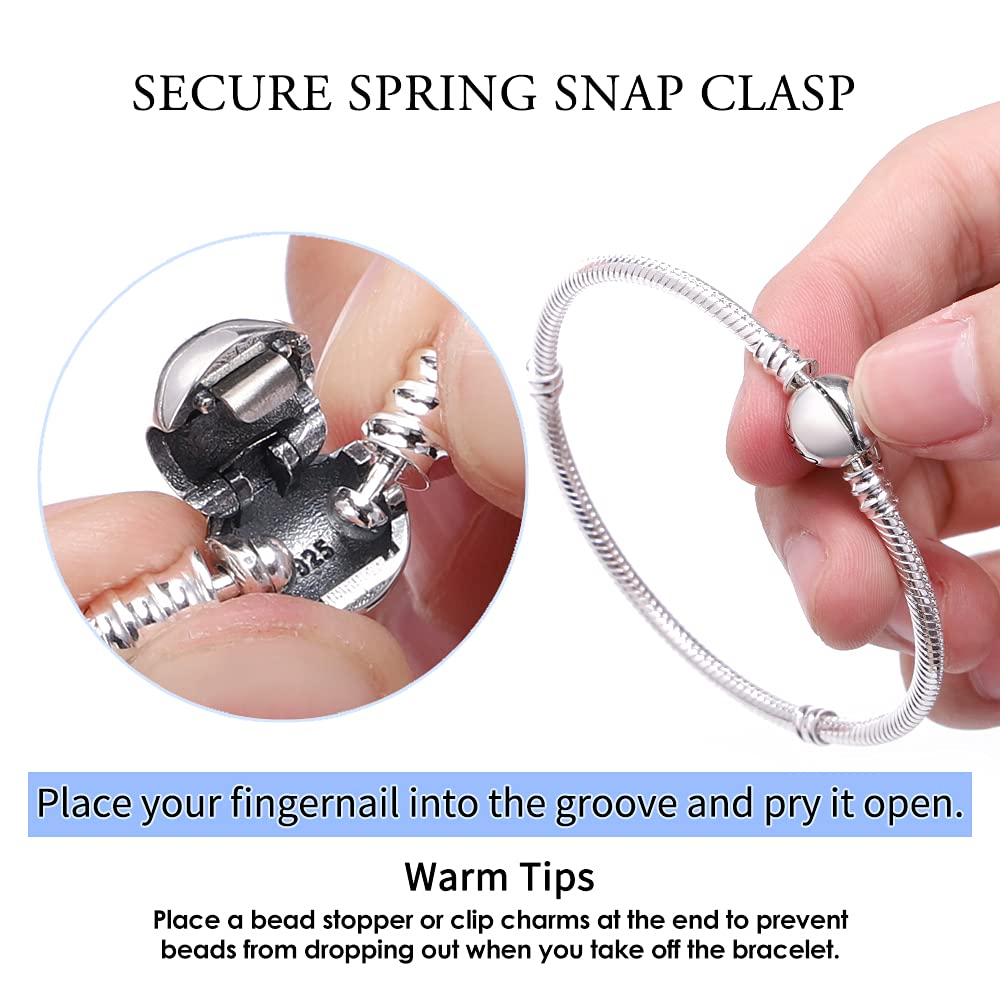 KUNSIR Moments-Bracciale Donna Adatto per Ciondolo Argento Sterling 925 Braccialetto Snake Bracciali Compatibile con Pandora Ciondolo B2