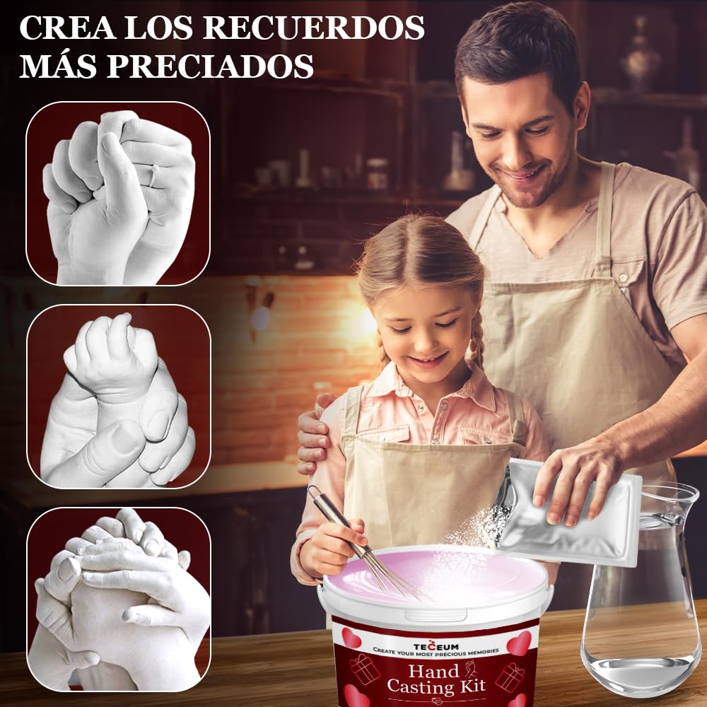 TECEUM Kit para Molde de Manos – Regalo Único para Tus Seres Queridos – Regalo DIY Ideal para Adultos, Parejas y Familia – Para Boda, Aniversario, Baby Shower – Regalos Románticos – Kit 1